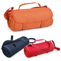 Manta de viaje barata con asa y correa ajustable Fleece polar 160 g/m²