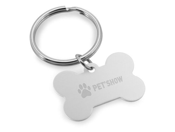 Llavero de aluminio Paw cromado satinado