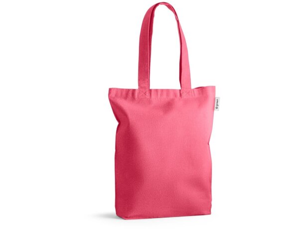Bolsa Merida azul con logo en algodón reciclado asas largas 62 cm Rosa detalle 13