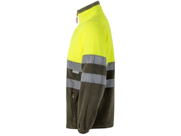 Chaqueta polar bicolor Eros con bandas reflectantes EN20471 Verde militar/Amarillo detalle 10