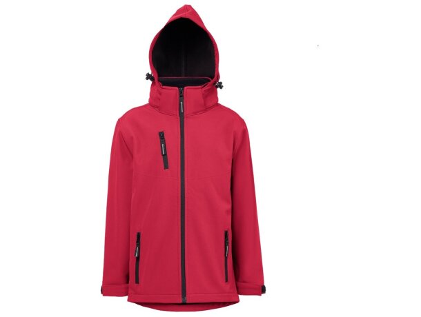 Chaqueta softshell infantil Zagreb Kids con capucha desmontable Rojo detalle 17