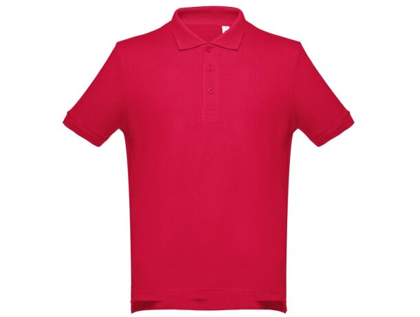 Polo Adam de algodón piqué cardado con cuello canalé Rojo detalle 80