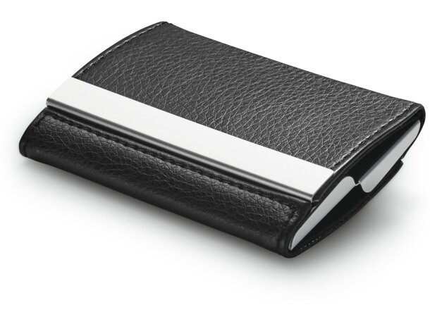 Porta tarjetas combinado en metal y simil piel barato negro Porta tarjetas combinado en metal y simil piel barato negro