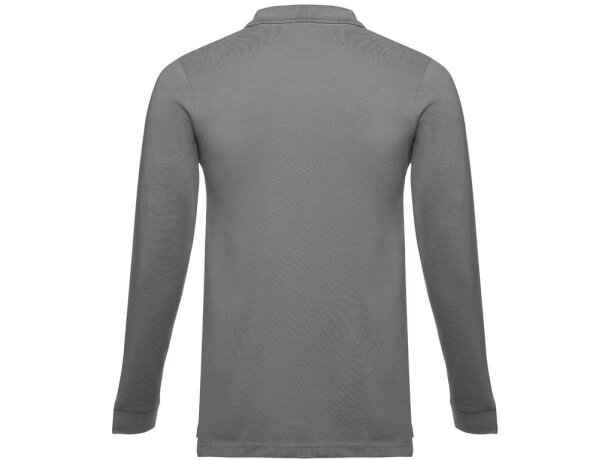 Polo manga larga Bern II de algodón con cuello canalé Gris detalle 4
