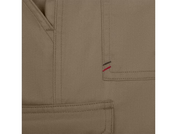 Pantalón de sarga multibolsillos Hermes con cintura elástica Natural claro detalle 9