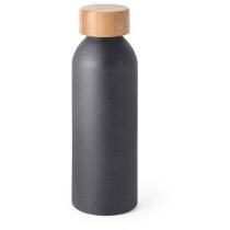 Botella aluminio personalizada 550ml tapa bambú mate marino