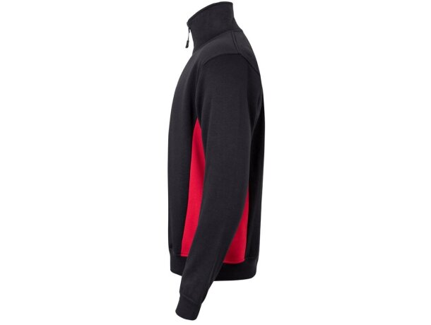 Sudadera de rizo bicolor Svarog cuello alto media cremallera Negro/Rojo detalle 18