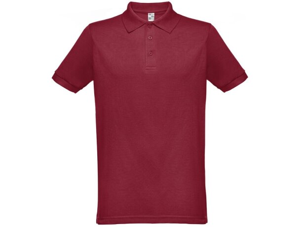 Polo berlin piqué de hombre con cuello y mangas en canalé Burdeos detalle 11
