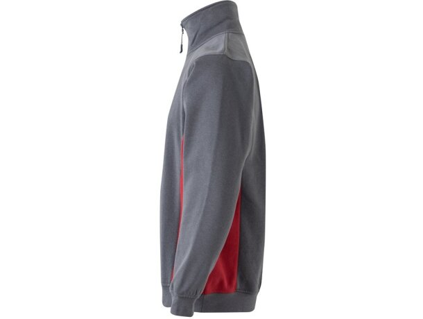 Sudadera de rizo bicolor Svarog cuello alto media cremallera Gris/Rojo detalle 12