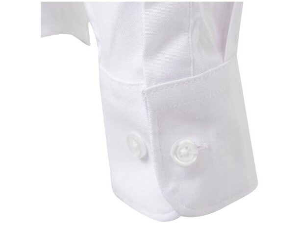 Camisa oxford Prithvi mujer elástica manga larga Blanco detalle 17