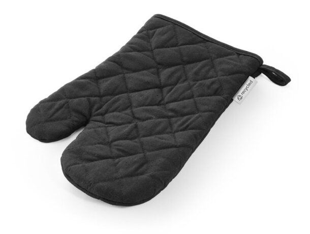 Manopla Rickey de algodón reciclado para horno, artículos promocionales Negro detalle 8