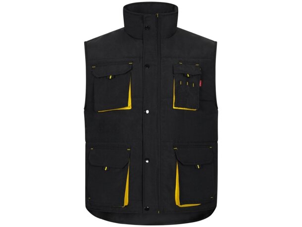 Chaleco acolchado bicolor multibolsillos unisex VL Nergal Negro/Amarillo detalle 66