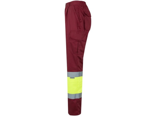 Pantalón de sarga bicolor VL Athena con bandas reflectantes Burdeos/Amarillo detalle 3