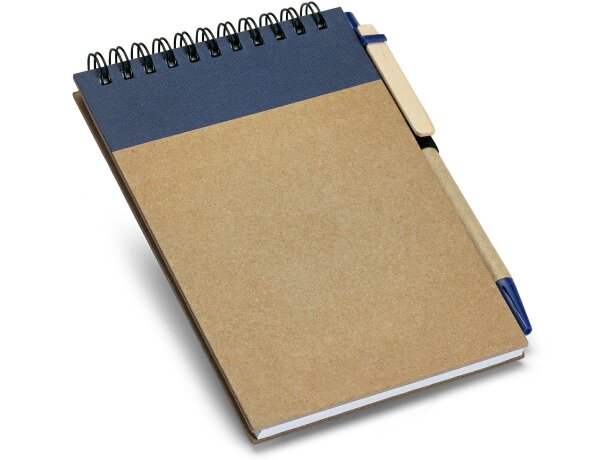 Bloc Ringord de notas pequeño con bolígrafo ecológico personalizado azul