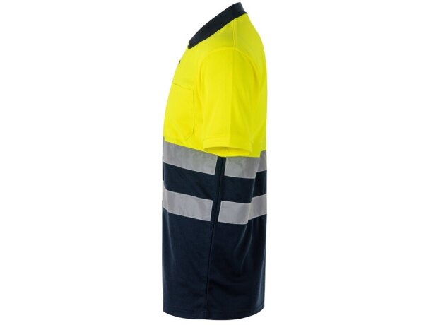 Polo fortuna alta visibilidad con bandas reflectantes Azul marino/Amarillo detalle 8