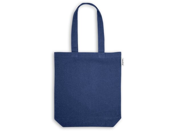 Bolsa algodón poliéster reciclado asas largas 220 g/m2 Hi!dea Azul detalle 11