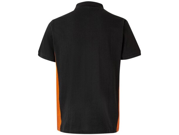 Polo piqué bicolor Supay manga corta con cuello en canalé Negro/Naranja detalle 24