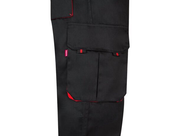 Pantalón de sarga multibolsillos bicolor VL Hypnos Negro/Rojo detalle 31