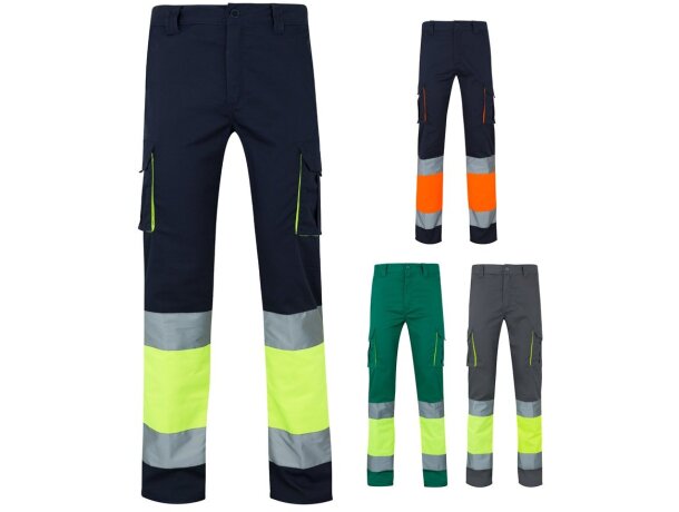 Pantalón elástico multibolsillos Zeus large alta visibilidad detalle 1