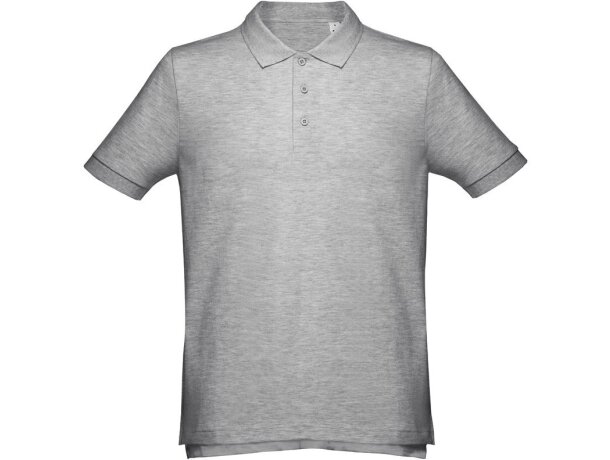 Polo Adam de algodón piqué cardado con cuello canalé Gris claro matizado detalle 11