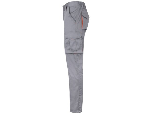 Pantalón elástico bicolor fides con seis bolsillos funcionales Gris/Naranja detalle 49