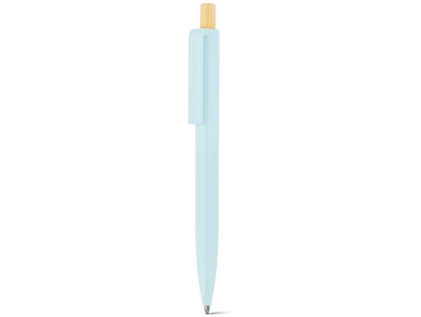 Bolígrafo zara de abs reciclado con botón de bambú Azul pastel detalle 4