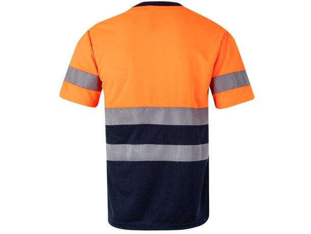Camiseta técnica bicolor Brahma alta visibilidad EN20471 Azul marino/Naranja detalle 3