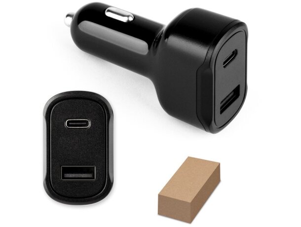Adaptador de mechero Dirac con USB-C 20W y USB-A 18W detalle 1