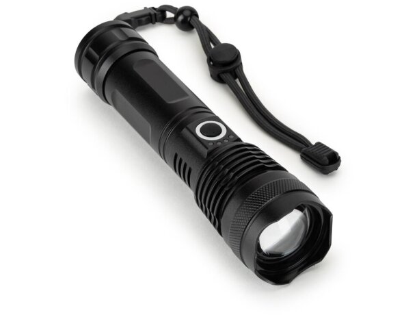 Linterna recargable Yvian en aluminio reciclado 100% Negro detalle 3