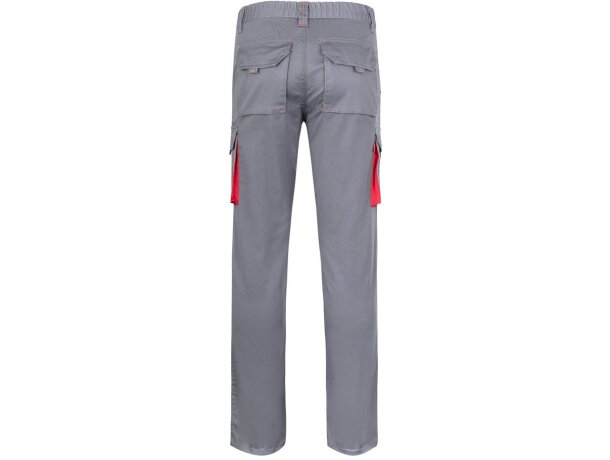 Pantalón elástico bicolor fides con seis bolsillos funcionales Gris/Rojo detalle 20