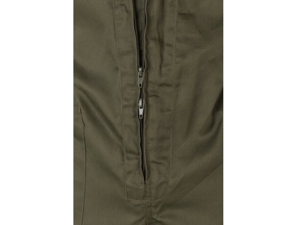 Mono de sarga yama con cremallera doble cursor y bolsillos Verde militar detalle 9