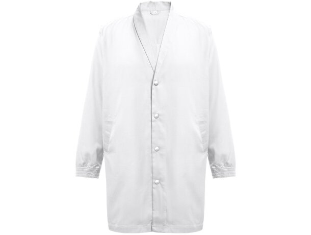 Bata trabajo THC Minsk blanca cuello alto apertura trasera Blanco detalle 3