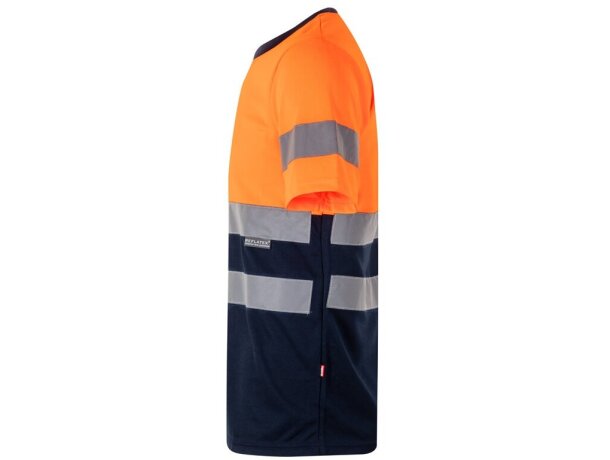 Camiseta técnica bicolor Brahma alta visibilidad EN20471 Azul marino/Naranja detalle 3