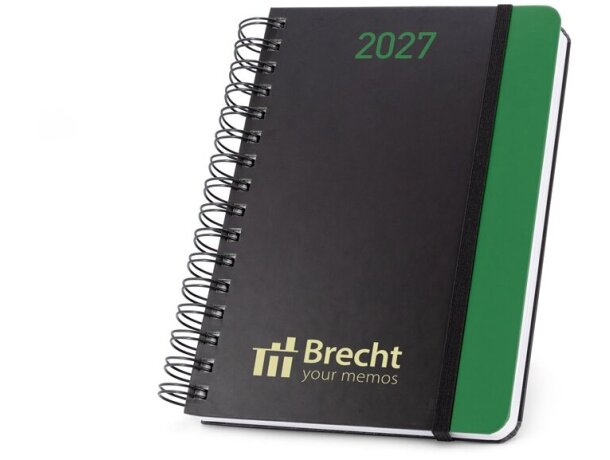 Agenda a5 brecht de papel reciclado con tapa dura y anillas Verde detalle 6