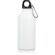 Botella deportiva de aluminio con mosquetón personalizada blanca
