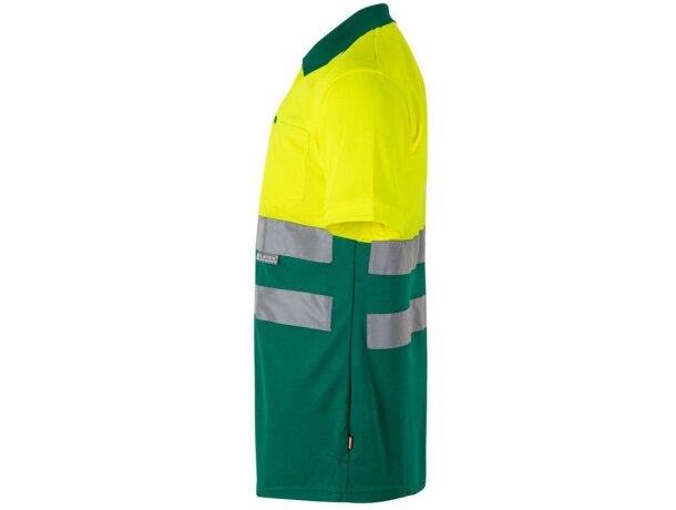 Polo bicolor alta visibilidad Cupid manga corta reflectante Verde/Amarillo detalle 22