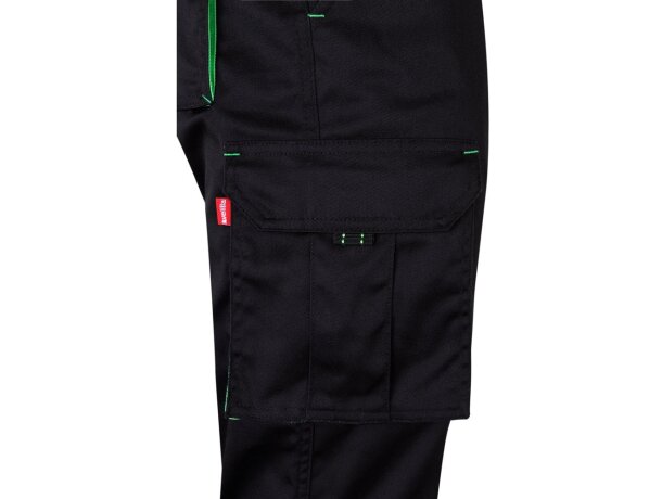 Pantalón elástico bicolor fides con seis bolsillos funcionales Negro/Verde detalle 17
