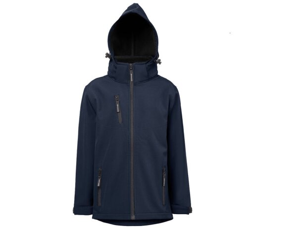 Chaqueta softshell infantil Zagreb Kids con capucha desmontable Azul marino detalle 8