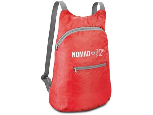 Mochila Barcelona plegable con bolsillo frontal rojo