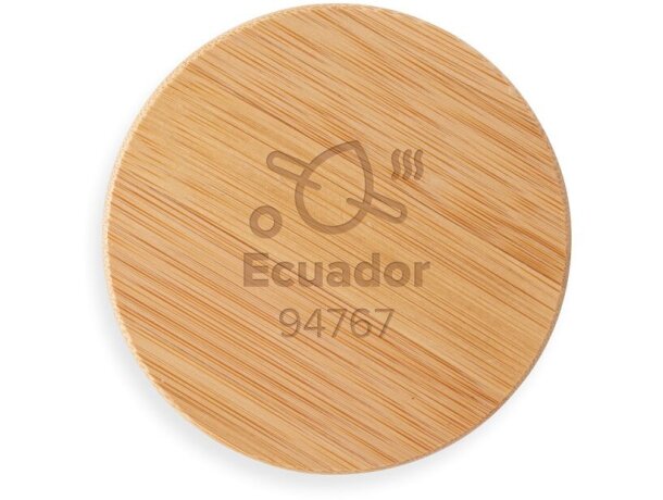 Taza de cristal con tapa de bambú 350ml Hi!dea Ecuador 350 Natural detalle 2