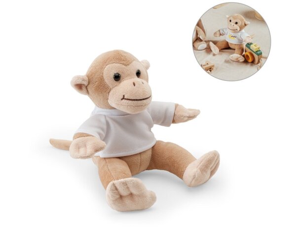 Peluche mono Monky con camiseta en poliéster suave detalle 1