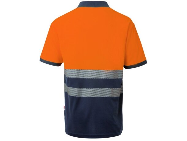 Polo piqué bicolor alta visibilidad vl achelous manga corta Azul marino/Naranja detalle 2