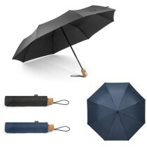 Paraguas plegable River rPET automático para empresas mango madera