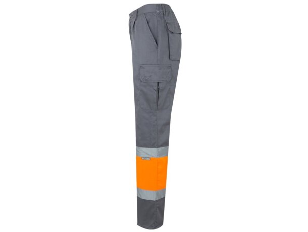 Pantalón multibolsillos bicolor poseidon con reflectantes Gris/Naranja detalle 13