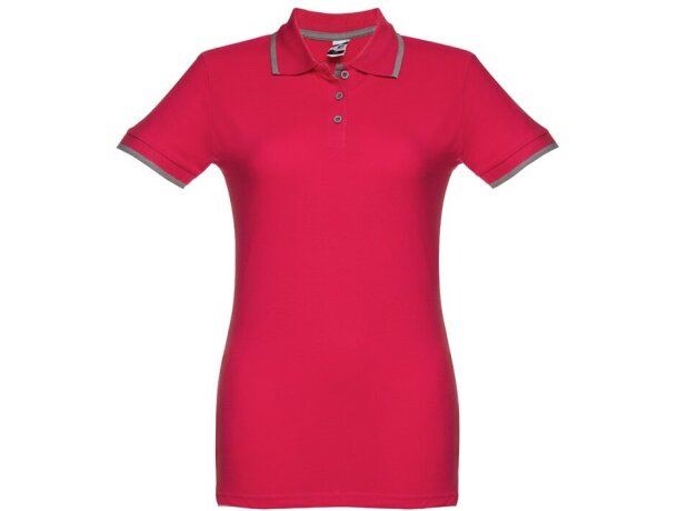 Polo slim fit Rome women bicolor algodón 210 g/m² manga corta Rojo detalle 14