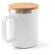 Taza lauda de acero inoxidable reciclado con tapa de bambú 420ml Blanco