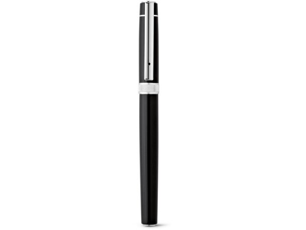 Estuche de roller y bolígrafo negro en metal negro