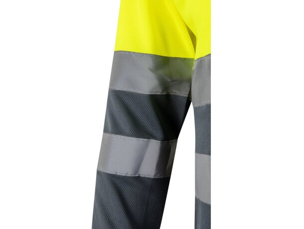Polo bicolor alta visibilidad VL Vulcan manga larga Gris/Amarillo detalle 36