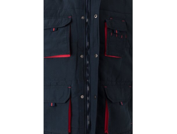 Chaleco acolchado bicolor multibolsillos unisex VL Nergal Azul marino/Rojo detalle 39