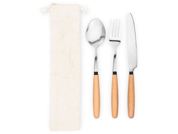 Juego cubiertos Boulud en acero inoxidable y madera de acacia Natural detalle 3